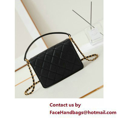 Chanel Grained Calfskin  &  Gold-Tone Metal Small Flap Bag with Top Handle Black 2025